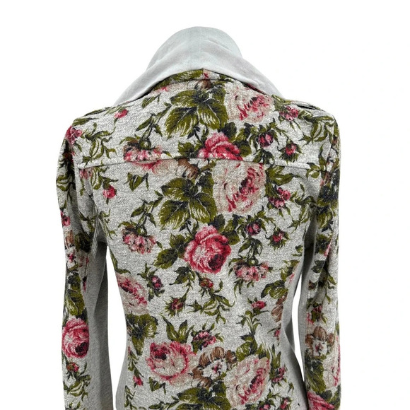 Anthropologie Saturday Sunday Florascape Moto Jacket Sweatshirt Gray Size Small - Picture 8 of 12
